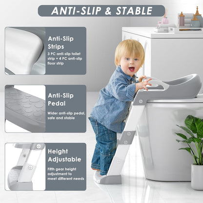 Toddler Adjustable Potty Training Ladder - Grey