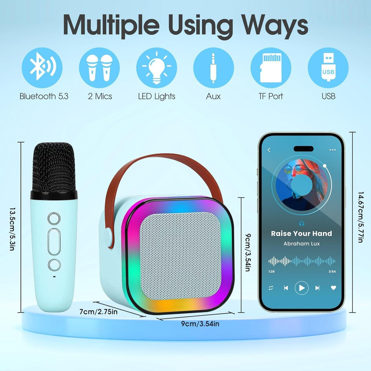Portable Mini Karaoke Machine with 2 Wireless Microphones