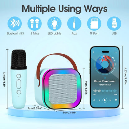 Portable Mini Karaoke Machine with 2 Wireless Microphones