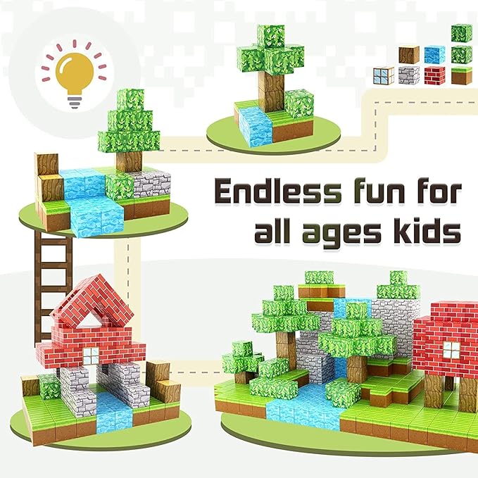 Pixel-Inspired Magnetic Building Blocks