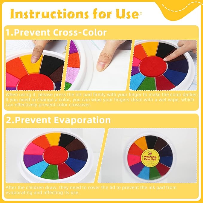 Kids Finger Painting Coloring Book - 36 Sheets & 12 Colors Set