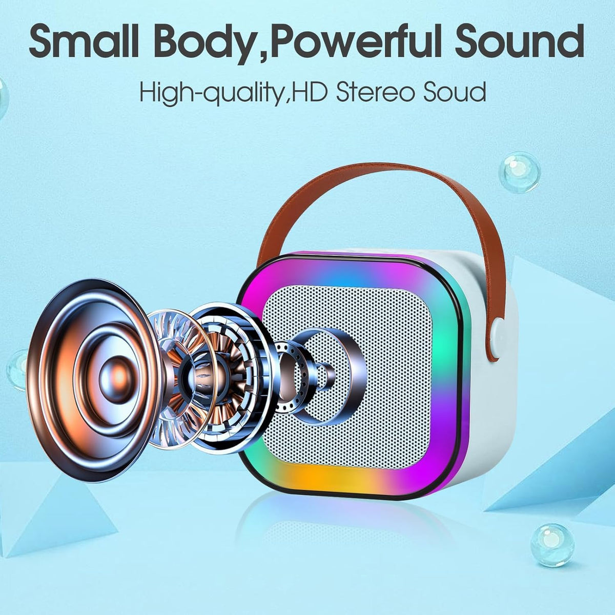 Portable Mini Karaoke Machine with 2 Wireless Microphones