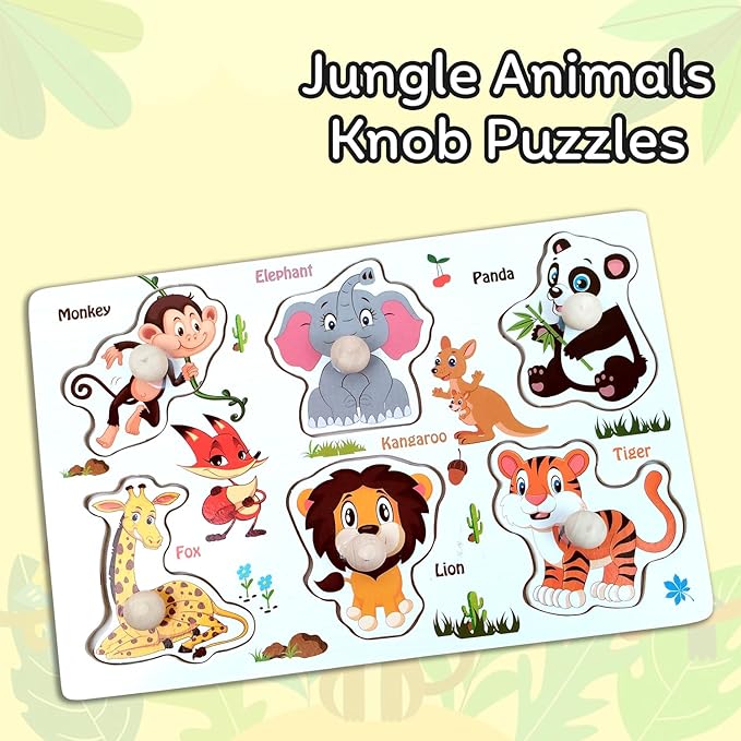 Toddler Wooden Knob Puzzles - Matching Set