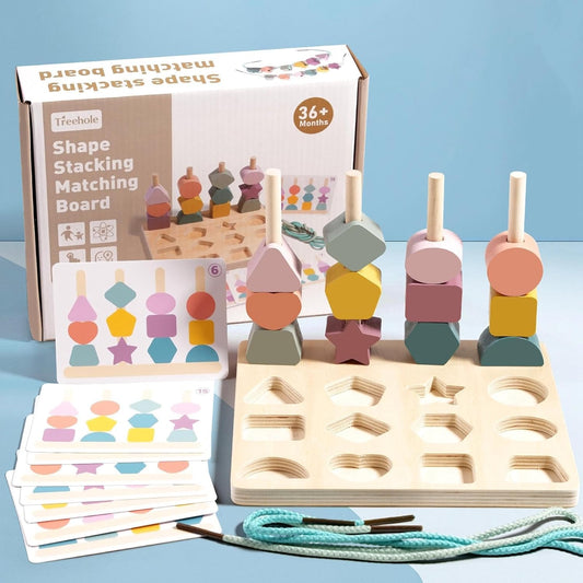 Montessori 2IN1 Shape Sequencing & Stacking Board