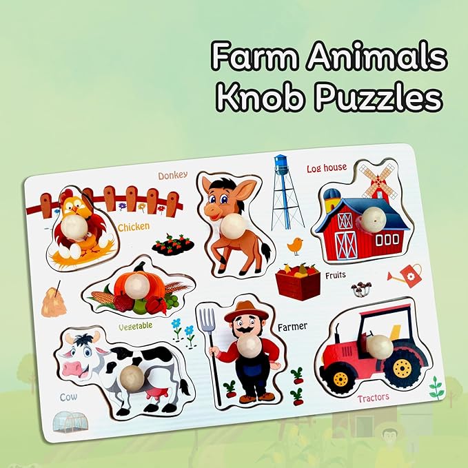 Toddler Wooden Knob Puzzles - Matching Set