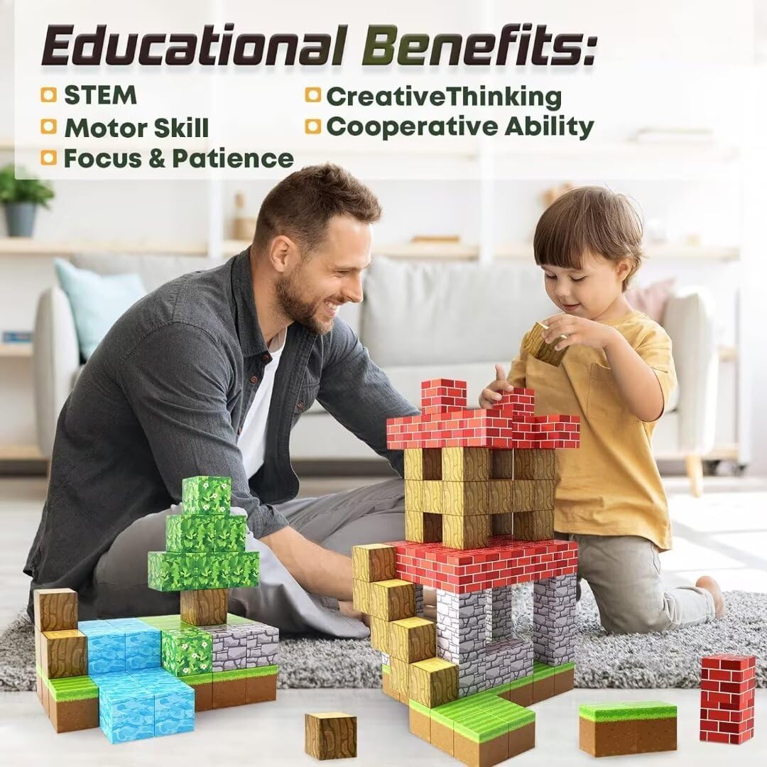 Pixel-Inspired Magnetic Building Blocks