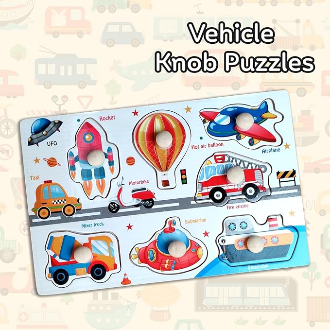 Toddler Wooden Knob Puzzles - Matching Set