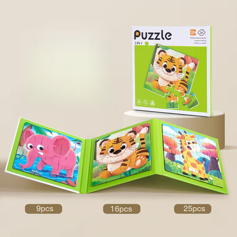 3in1 Mini Magnetic Jigsaw Puzzle Books