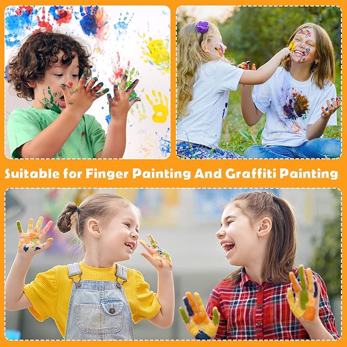 Kids Finger Painting Coloring Book - 36 Sheets & 12 Colors Set