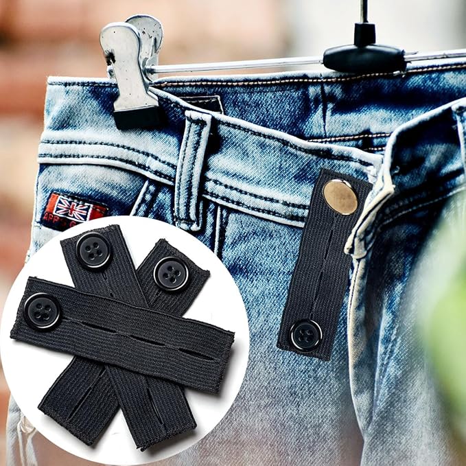 Elastic Waistband Extenders For Jeans & Trousers - Pack of 2