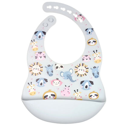 Silicone Bucket Baby Bibs - Printed