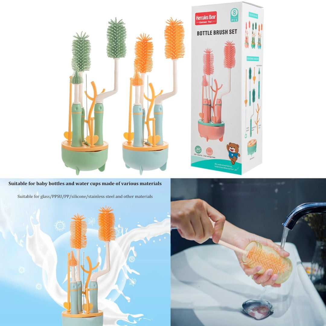 Silicone Baby Bottle Cleaning Brush Set - 8 Piece
