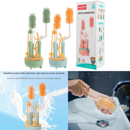 Silicone Baby Bottle Cleaning Brush Set - 8 Piece