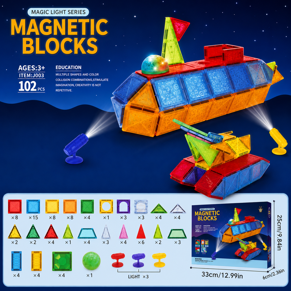 STEM Magnetic Building Block Tiles
