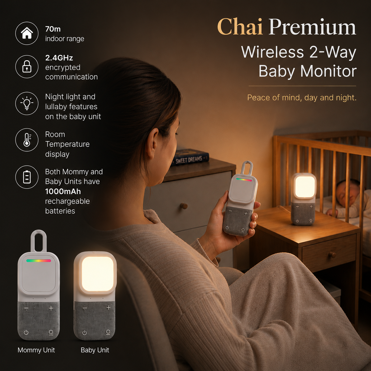 Chai Premium Wireless 2-Way Baby Monitor