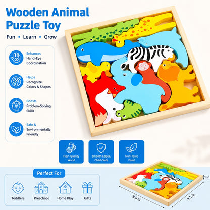 Montessori Wooden Animal Pattern Puzzle Board