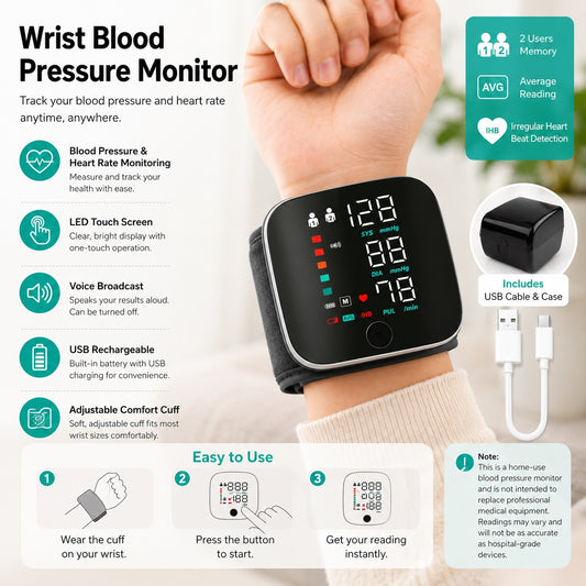 Wrist Blood Pressure Monitor - For Home Use