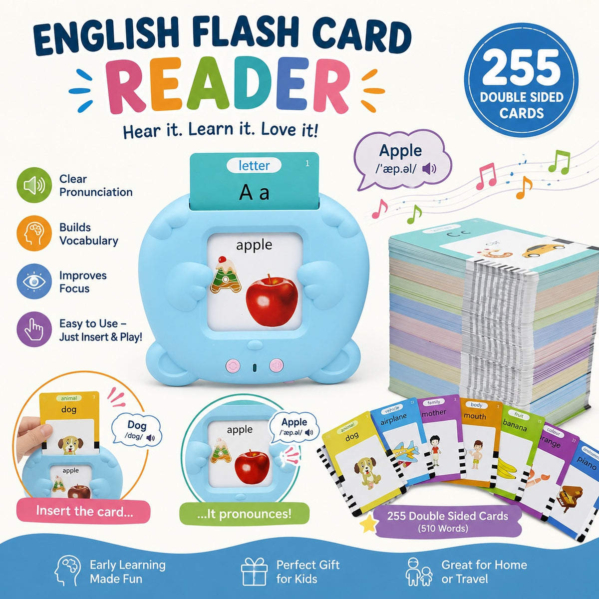 Kids English Flash Card Reading & Pronunciation Toy