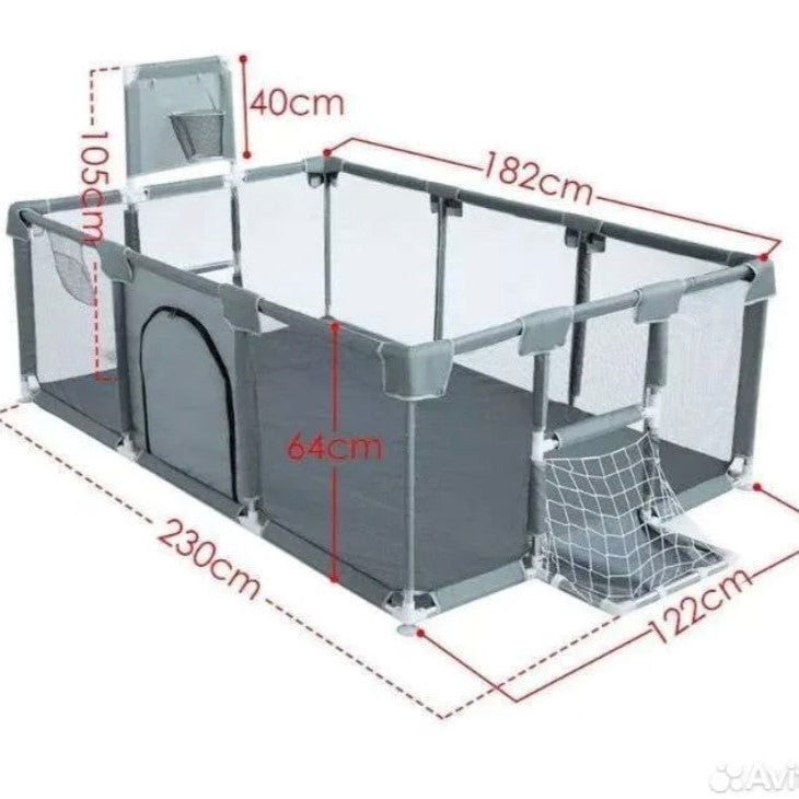 Large Fabric Playpen With Zip Door - 182 cm x 122 cm