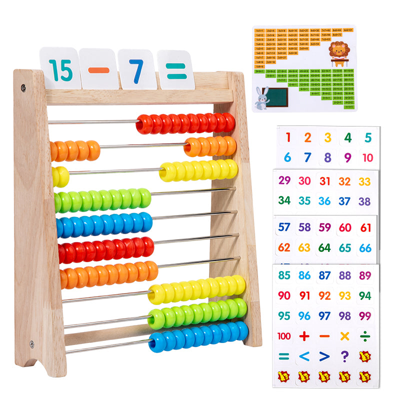 Classic Kids Wooden Abacus & Maths Trainer - 100 Beads