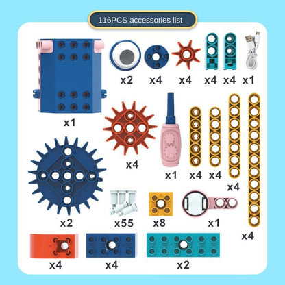 Kids STEM Robotics Building Blocks With Electric Motor - 116 Pieces
