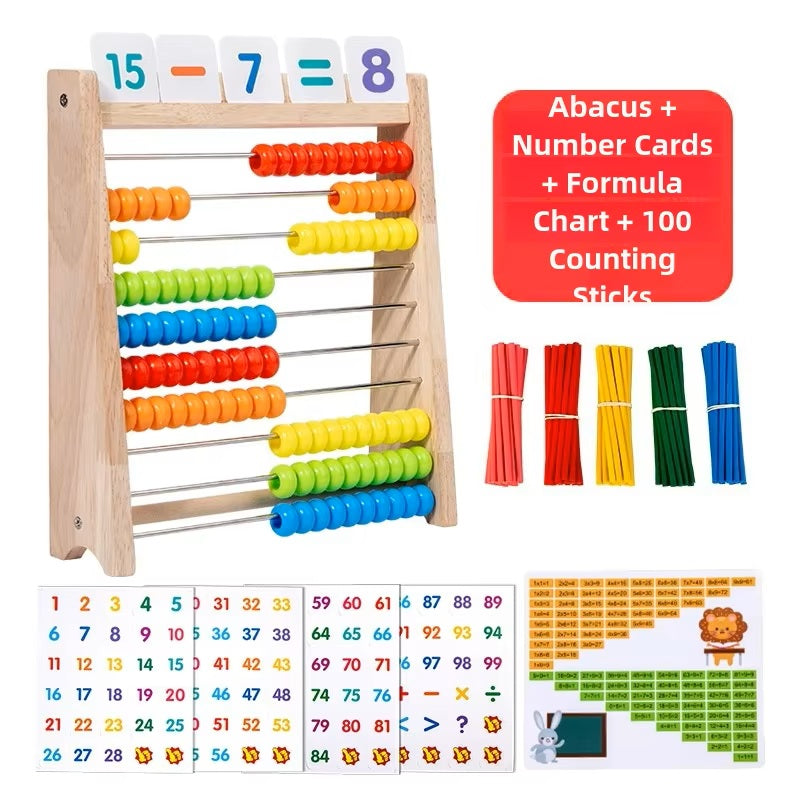Classic Kids Wooden Abacus & Maths Trainer - 100 Beads