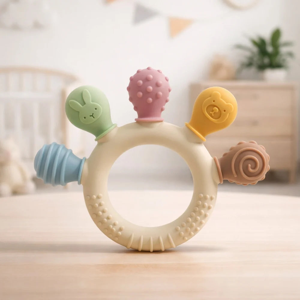 Rainbow Silicone Sensory Teething Ring