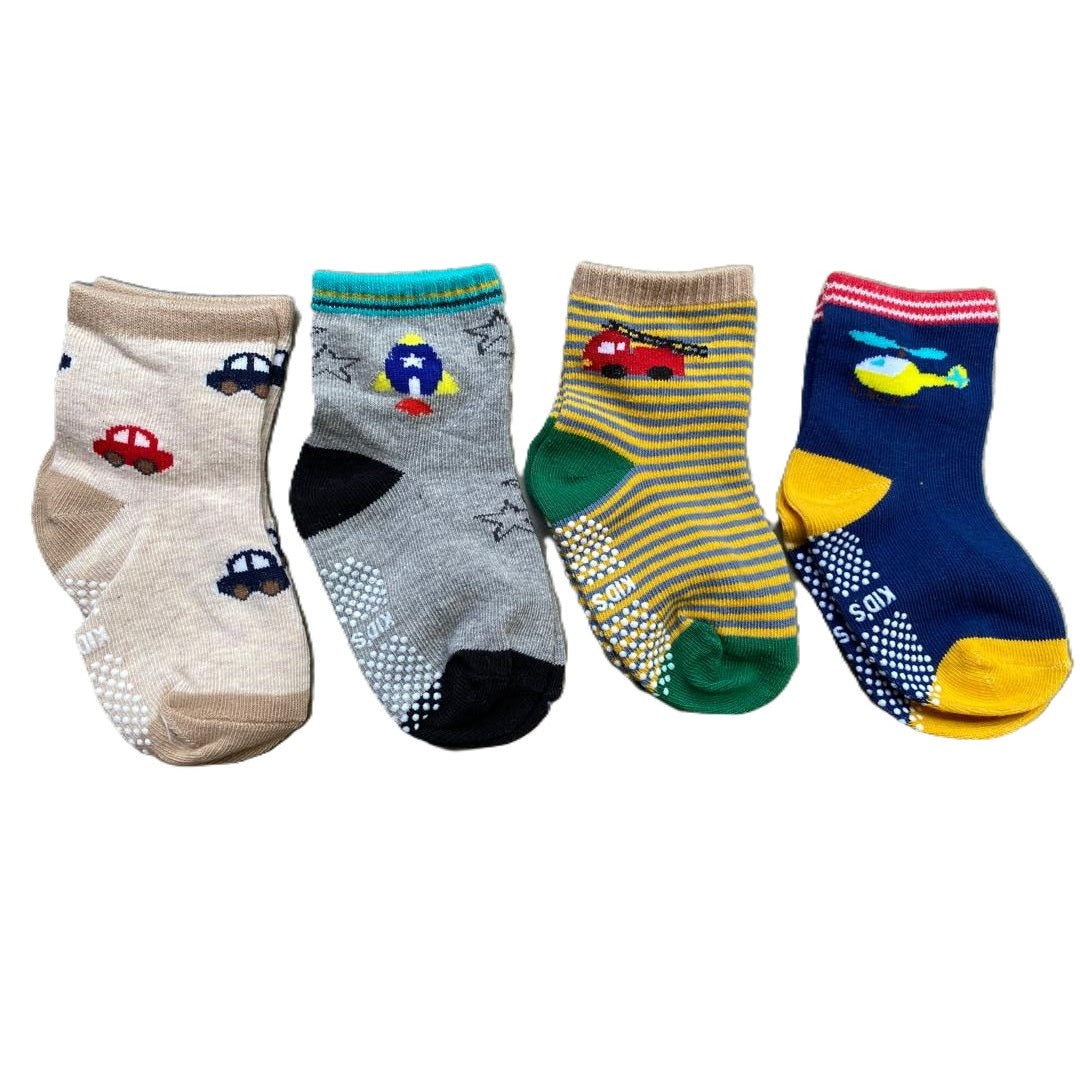 Toddler Non-Slip Socks With Non-Skid Soles - 4 Pairs