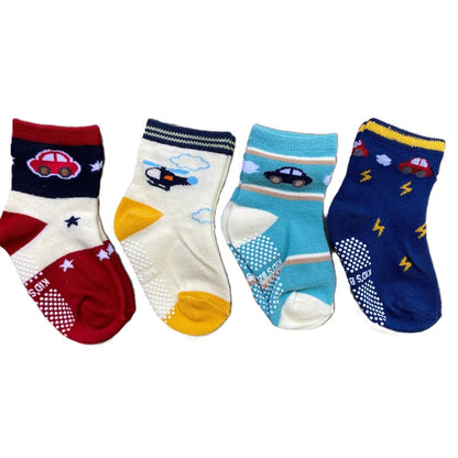 Toddler Non-Slip Socks With Non-Skid Soles - 4 Pairs