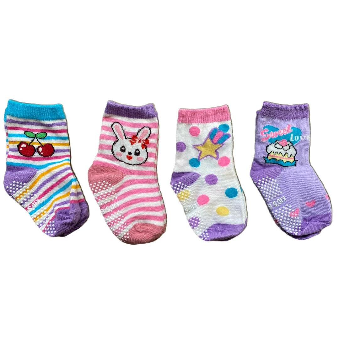 Toddler Non-Slip Socks With Non-Skid Soles - 4 Pairs