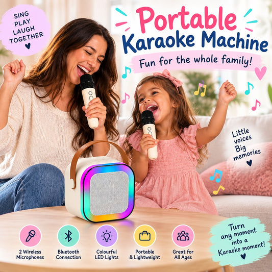 Portable Mini Karaoke Machine with 2 Wireless Microphones