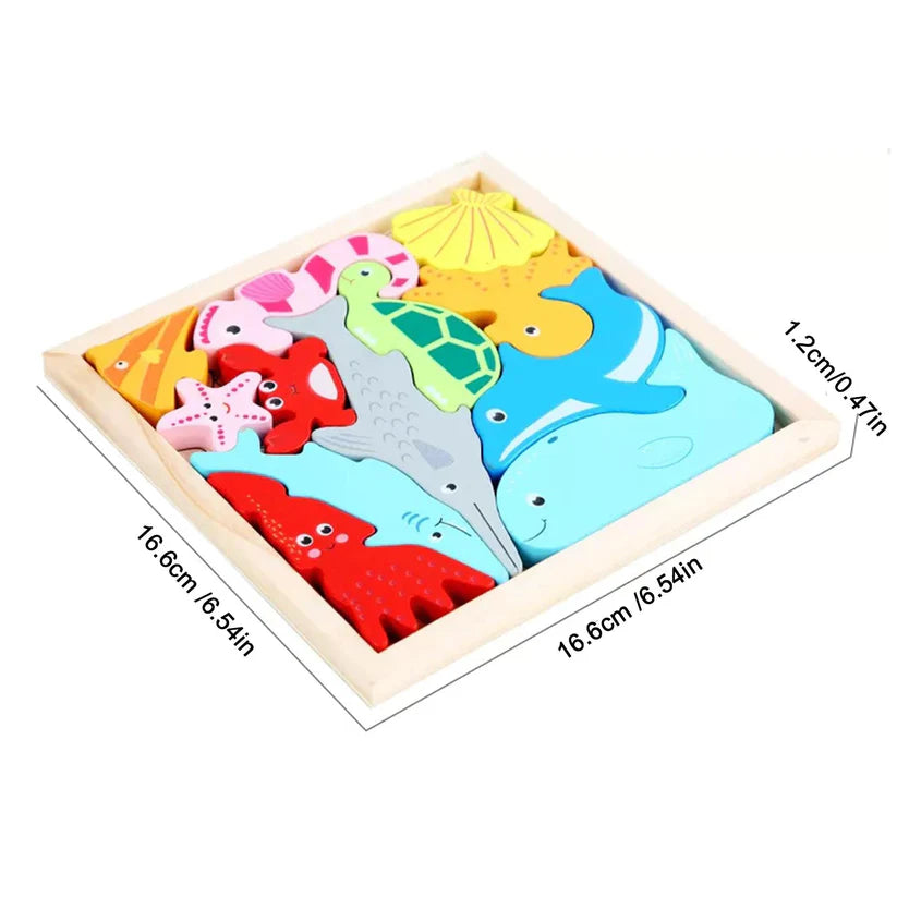 Montessori Wooden Animal Pattern Puzzle Board