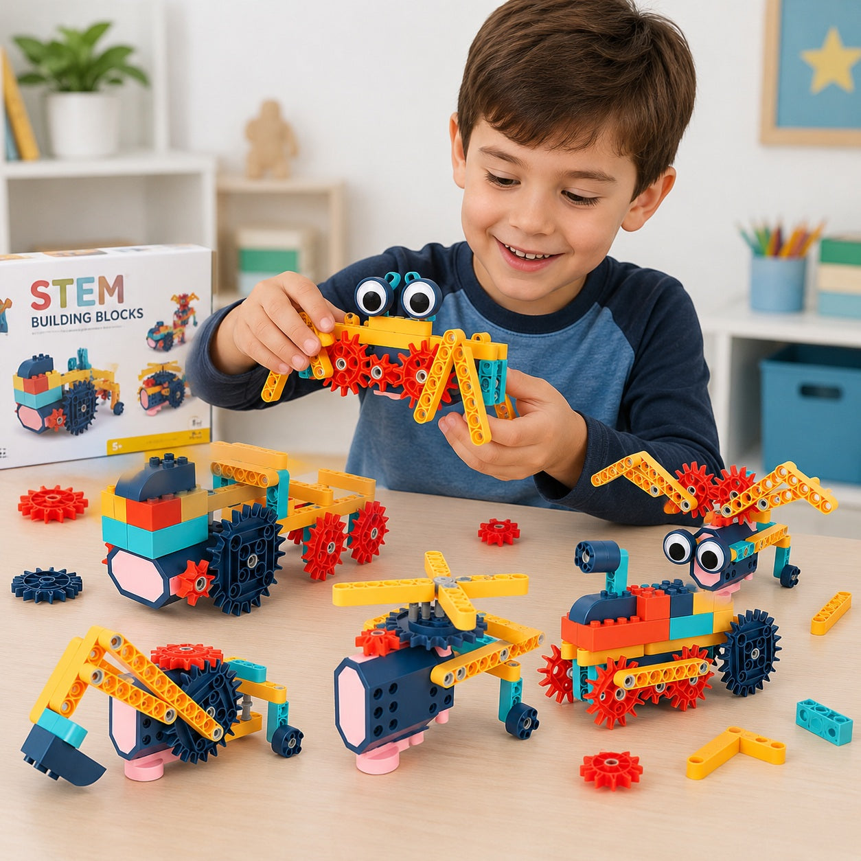Kids STEM Robotics Building Blocks With Electric Motor - 116 Pieces