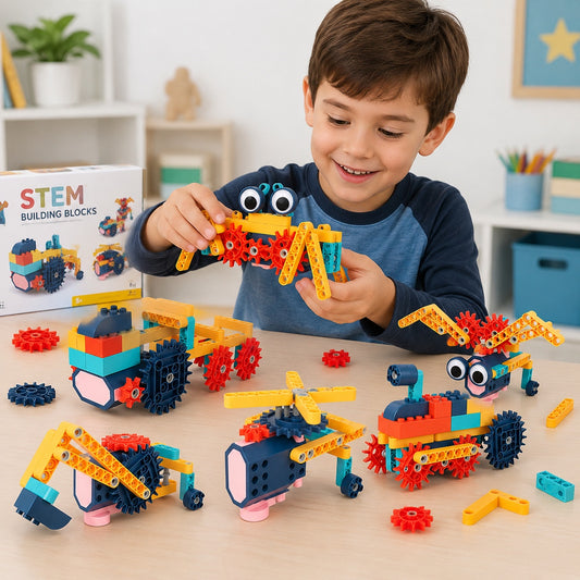 Kids STEM Robotics Building Blocks With Electric Motor - 116 Pieces