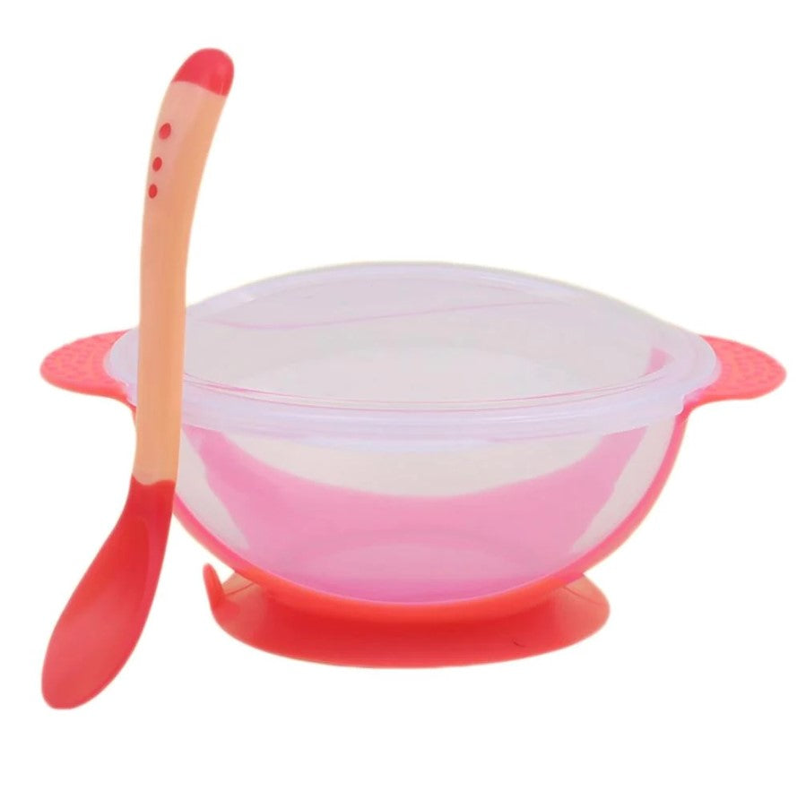 Non-Slip Suction Bowl & Temperature-Sensing Spoon Set