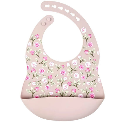 Silicone Bucket Baby Bibs - Printed