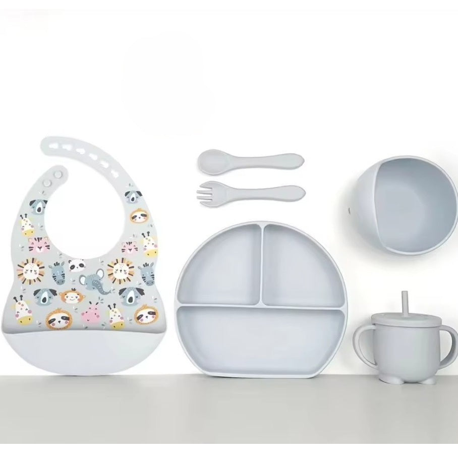 6IN1 Silicone Printed Toddler Eating Sets - Plate Cover Included