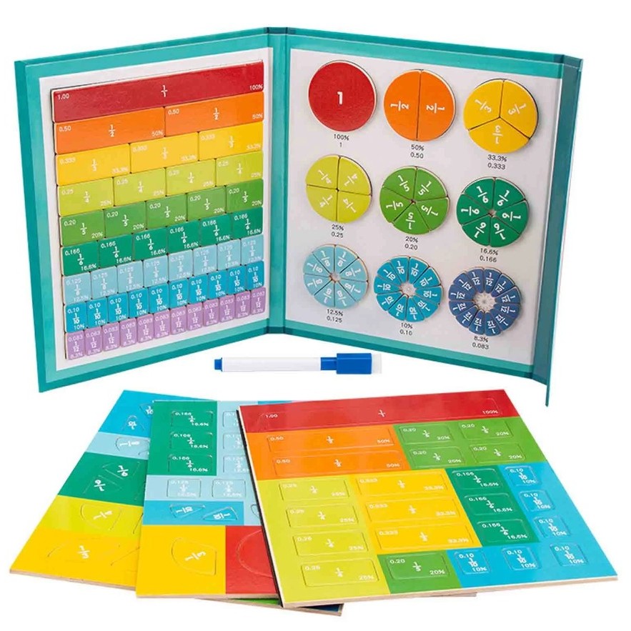 Montessori Magnetic Book Fraction Puzzle for Kids