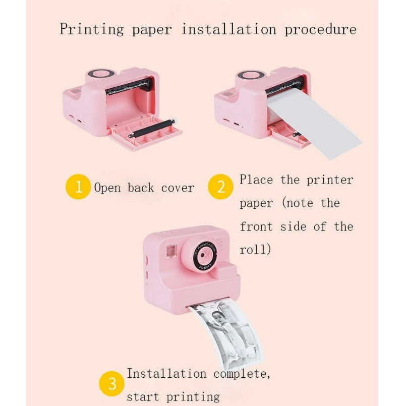 Kids Instant Camera With Built-In Thermal Printer (32GB SD Card Incl)