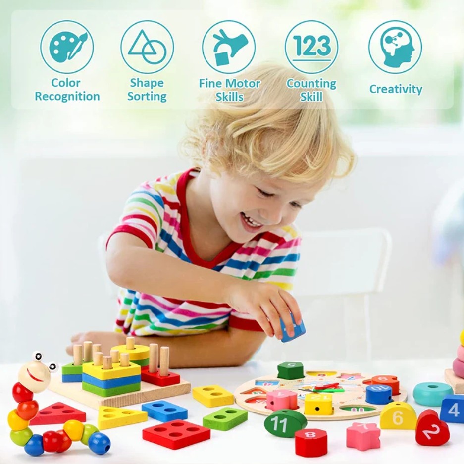 6 Pieces Wooden Montessori Toy Set