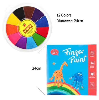 Kids Finger Painting Coloring Book - 36 Sheets & 12 Colors Set