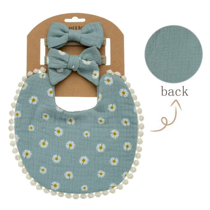 Vintage Cotton Baby Bib & Headband Sets - Girls