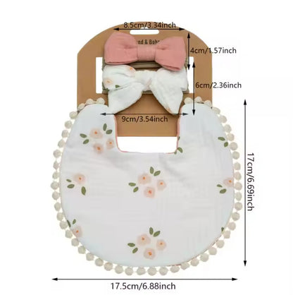 Vintage Cotton Baby Bib & Headband Sets - Girls