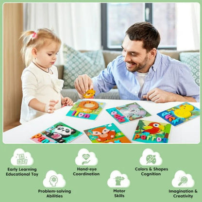 Wooden Puzzles With Spelling For Toddlers