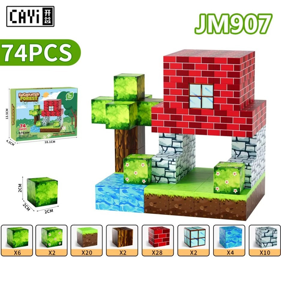 Pixel-Inspired Magnetic Building Blocks
