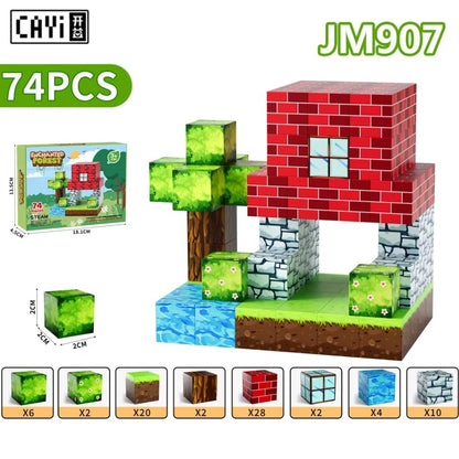 Pixel-Inspired Magnetic Building Blocks