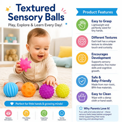 Textured Baby Sensory Ball Set - 6-Piece
