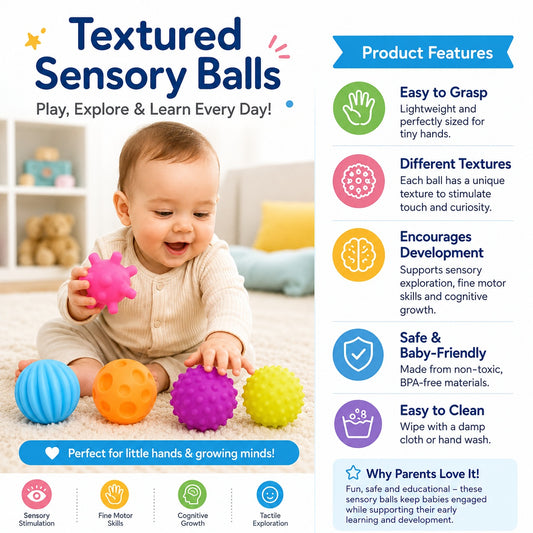Textured Baby Sensory Ball Set - 6-Piece