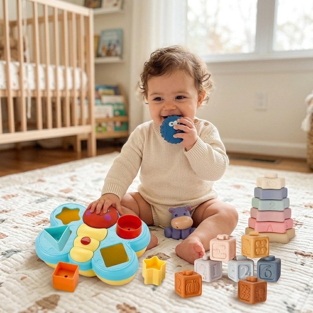 Soft Sensory Baby Montessori Toy Set - 4IN1