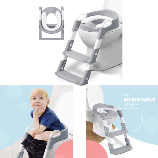 Toddler Adjustable Potty Training Ladder - Grey
